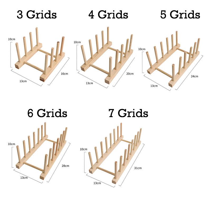 Wooden Plate Storage Rack Pot Lid Holder Multifunction Storage Shelf for Cups Cutting Board Book Display Rack Kitchen Organizer