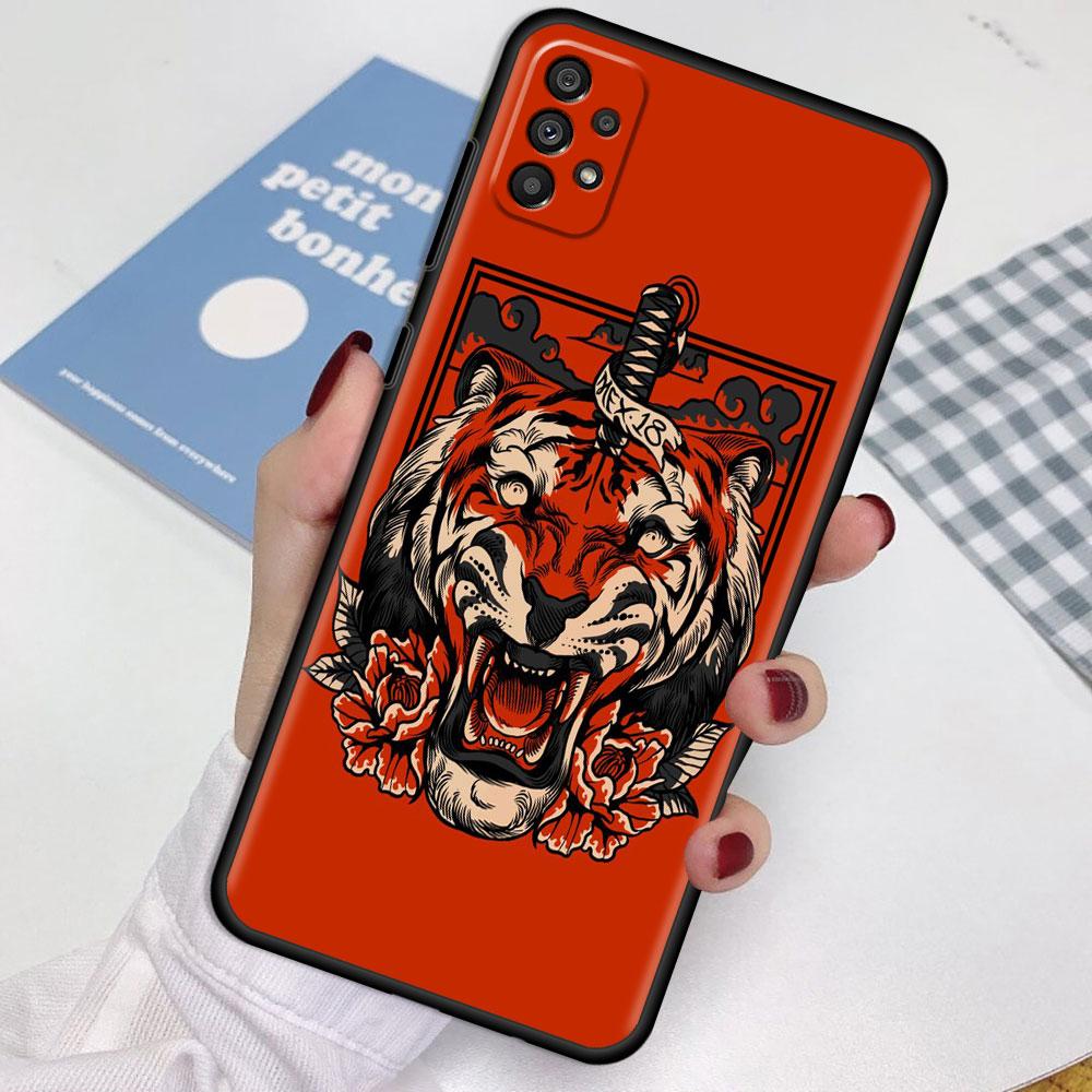 Fall Für Samsung Galaxy A52 A12 A32 A51 A21s A71 A13 A53 A22 A31 A72 A03 A02s A41 Schwarz Telefon Shell Tiger Tier