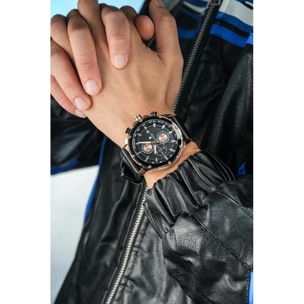 SAPPHERO Men's Analog Quartz Watch 50m Waterproof Luminous Date Display Leather Band High Hardness Mineral Glass Business Outdoor Black Dial