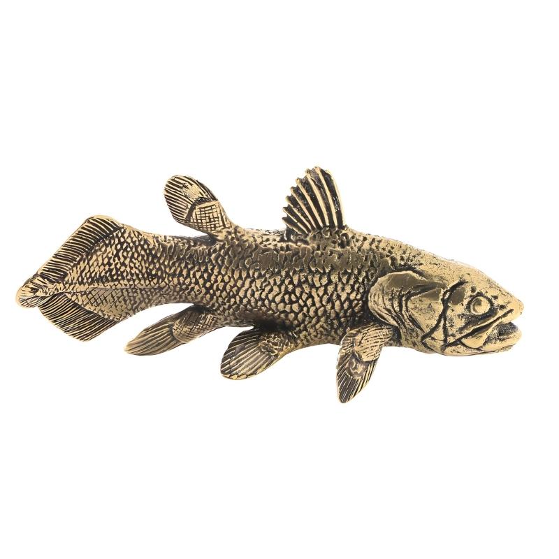 Fish Figurines Gold Metal Animal Figurine Statue Feng Shui Sculptures Toy Decorative Collectible Home Office Decors