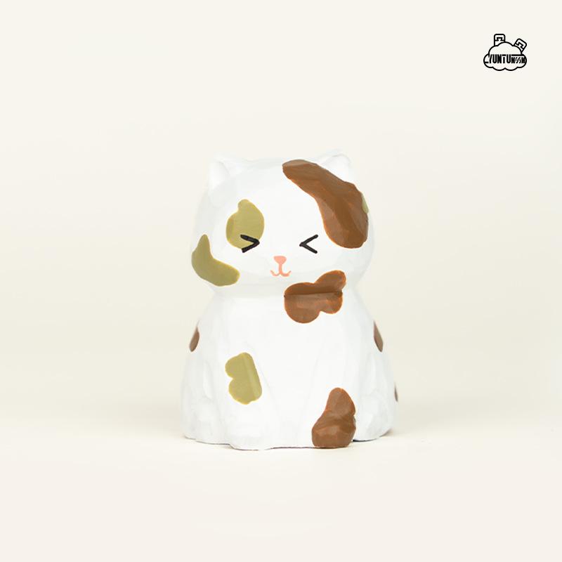 Figurină animal pisică din lemn sculptat pentru copii, ornament mic creativ de birou, decor pentru mașină, jucărie de scenă