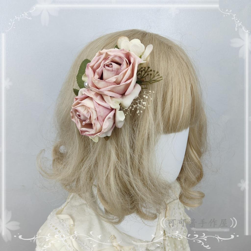 Original Simple Vintage Roseball Lolita Hair Accessories Hairpin Flower Hairpin Elegant French Hair Accessories for Women