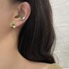 Retro Luxury Fake Piercing Square Emerald Color 3A Zircon Clip Earrings for Women Stainless Steel U-shaped Ear Clips Jewelry