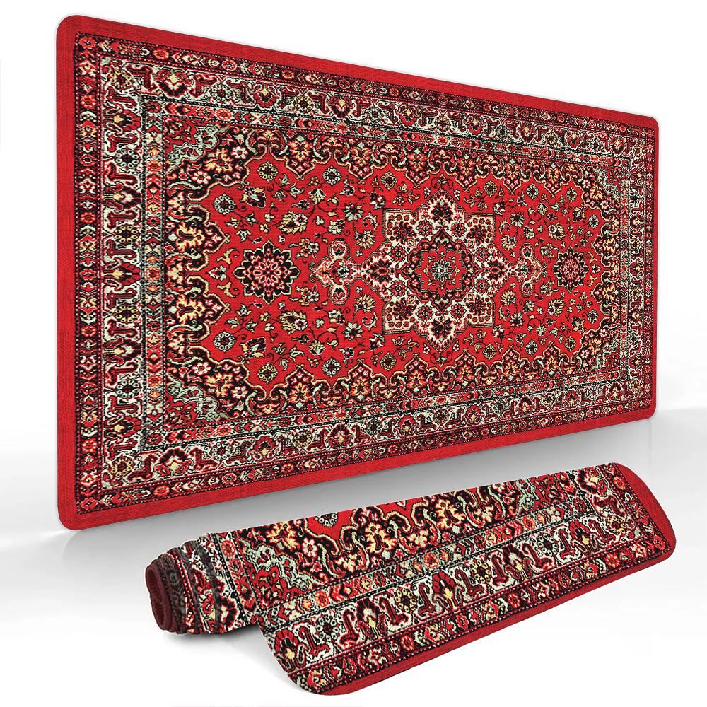 Red Aesthetic Persian Pattern Mouse Pad Desk Mat NonSlip Table Mats Office Mat Carpet Gaming Mats Tapis Souris Decorative Mat
