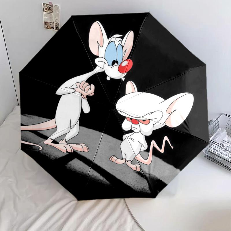 Pinky and the Brainpattern, automatic folding umbrella, portable and foldable design, 8 ribs, a Christmas or birthday gift.