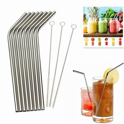 Stainless Steel Metal Drinking Straw 4 Reusable Straws + 1 Cleaner Brush Kit