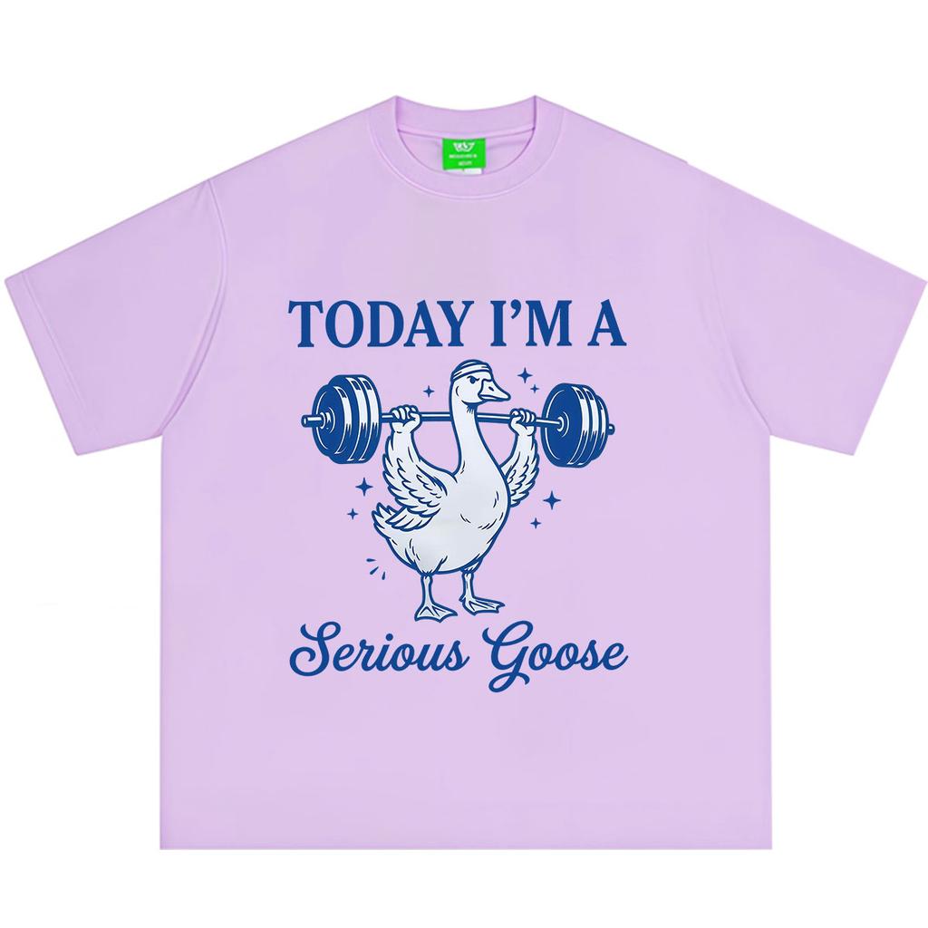 Im A Serious Goose Today Vintage Funny Goose Lifting Weights Print Tshirt Unisex Unisex Fashion Loose Casual Cotton Tshirts Tops