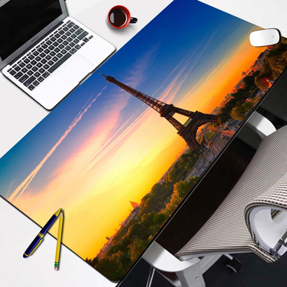 Large Gamer Mouse Pad Eiffel Tower Paris Desk Pad Laptop Gamer Desk Mat Extra Large Mousepad Carpet for Mouse Mats Office