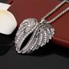 European and American alloy retro diamond-encrusted necklace, peach heart wing necklace with jewelry, long sweater chain for women