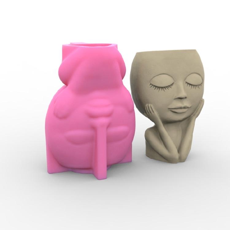 Flower Pot Silicone Mold,DIY Succulent Plants Concrete Planter Vase Gypsum Cement Molds Clay Mould Candle Holder Mold