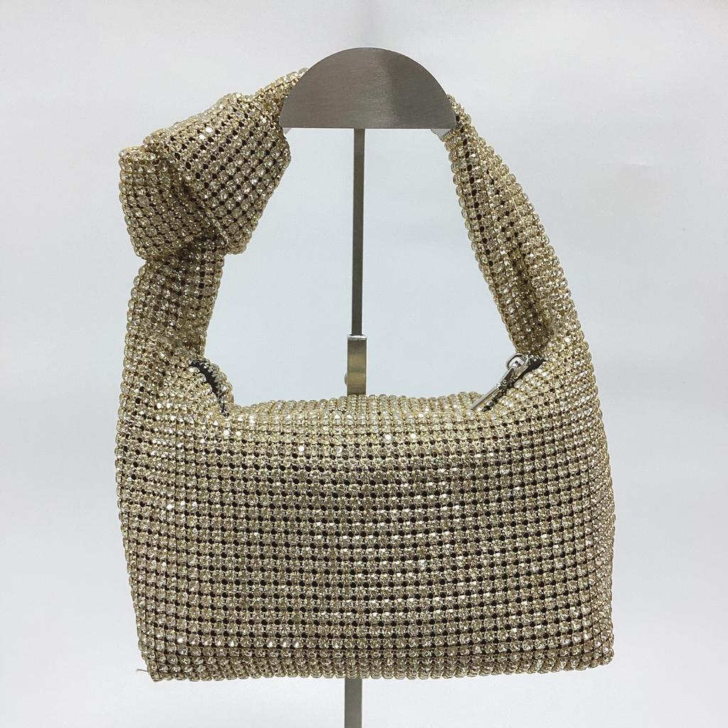 Plic de seară de lux cu diamante complete pentru femei, boutique, geantă cu stras cu frânghie legată