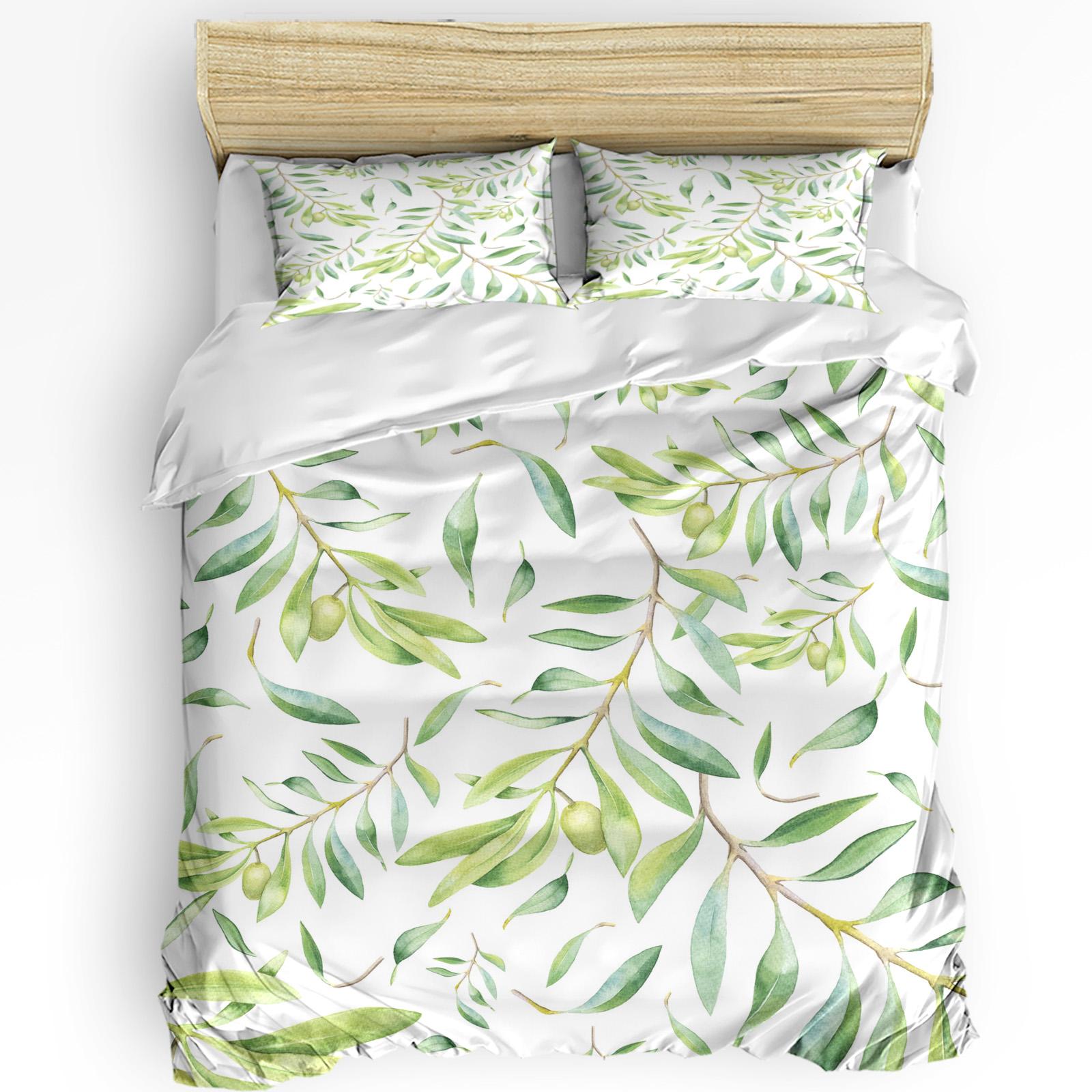 

Plant Green Rattan Leaves Printed Comfort Duvet Cover Pillow Case Home Textile Quilt Cover Boy Kid Teen Girl 3pcs Bedding Set (135x200cm)