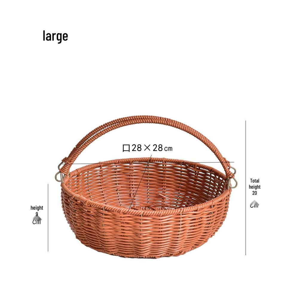 Round Woven Rattan Storage Basket for Snacks and Fruit – Decorative Living Room Organizer
