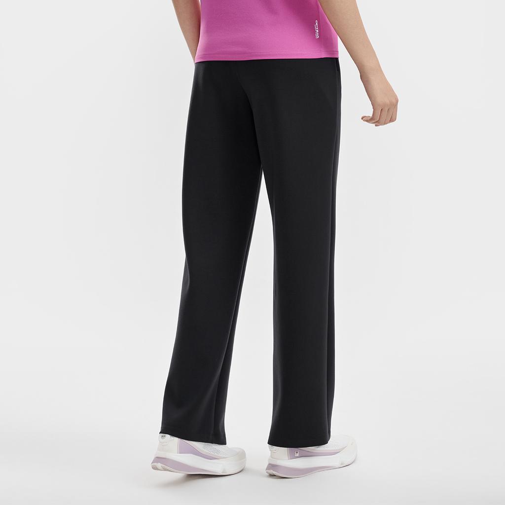 Fila Fitness Fashion Simple Classic Training Casual Comfortable Straight Leg Knit Sports Pants Women Bottoms Deep-Black A11W621606FBK