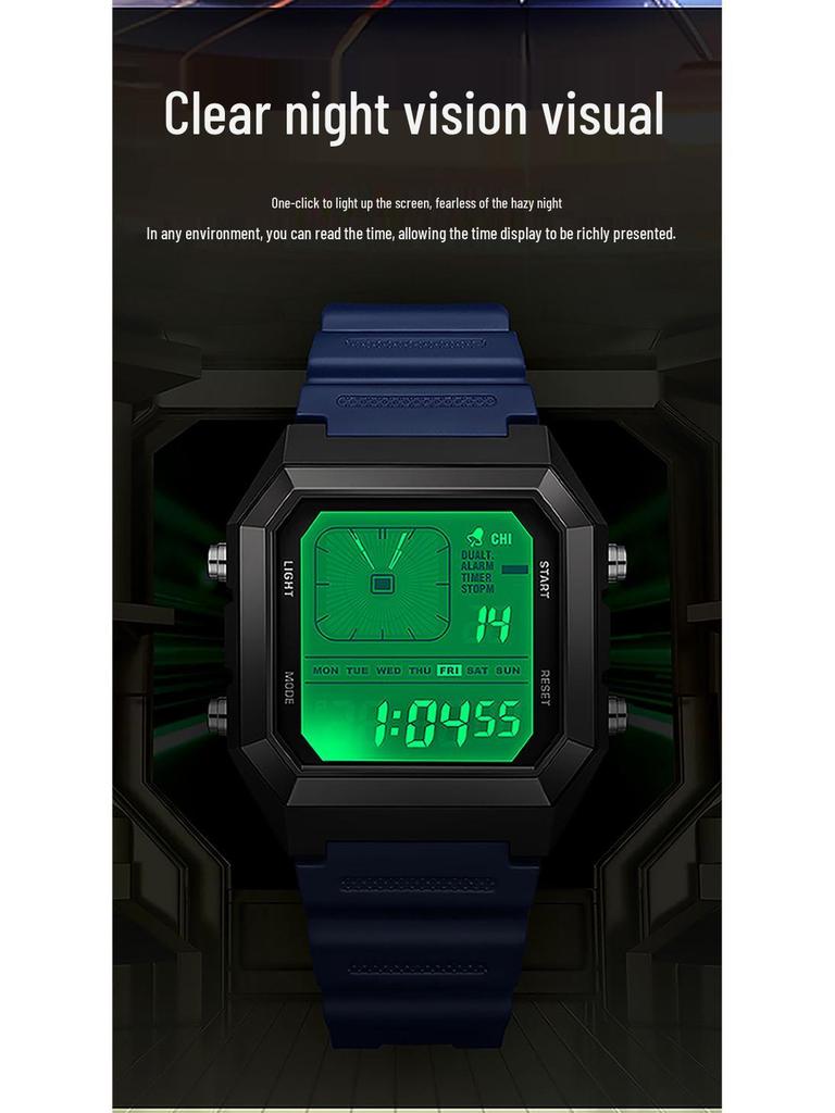 Sanda 6307 Quadratische Analoge Wasserdichte Leuchtende Countdown-Uhr