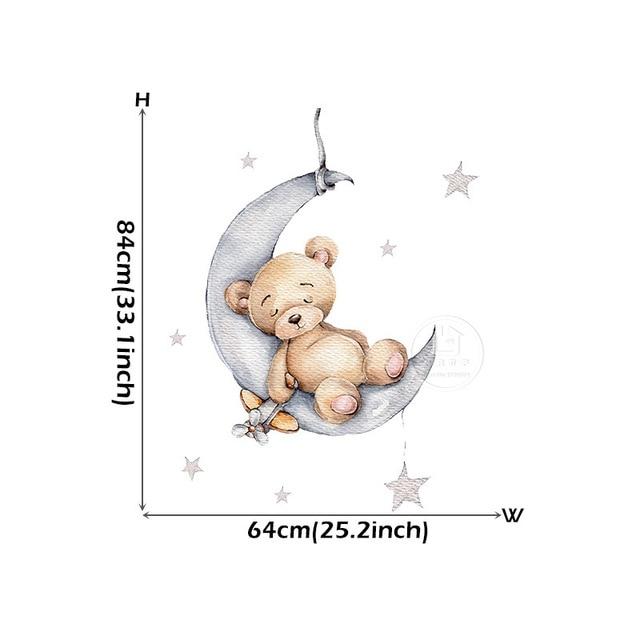 Cute Cartoon Bear Bunny Star Moon Wall Stickers for Kids Rooms Baby Room Wall Decor Wallpaper Girls Boys Bedroom Nursery Sticker