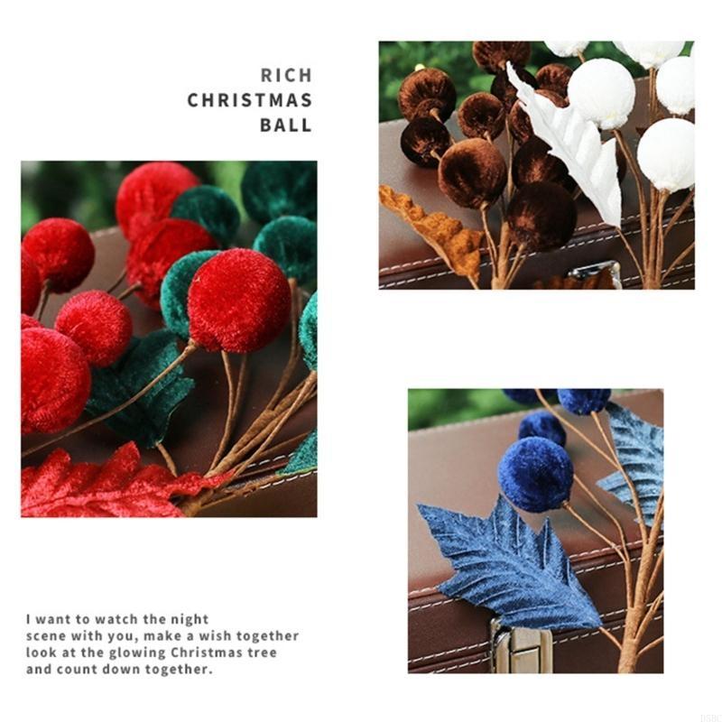 Christmas Tree Ornament Stem Delicate Velvety Ball Stem For DIY Christmas Tree And Wreath Decoration