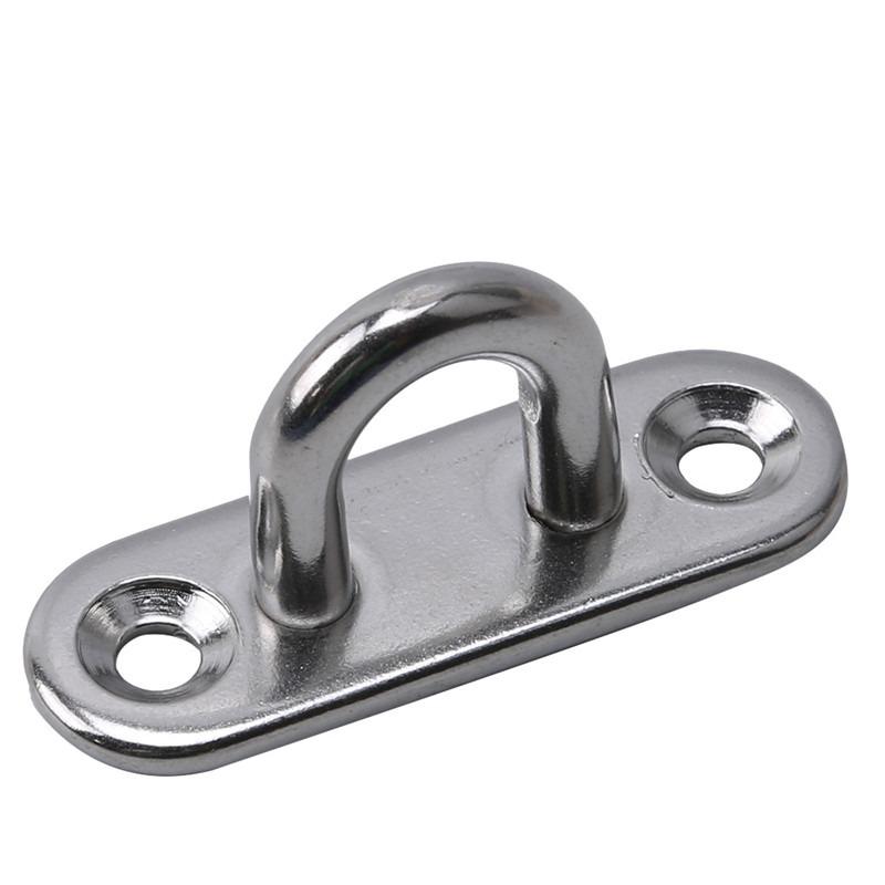

1/5pcs Hooks Eye Plate Heavy Oblong Duty Steel Stainless Pad Mount Wall U Boat Ceiling Hanger Ring Garage Hammock D Design Shape