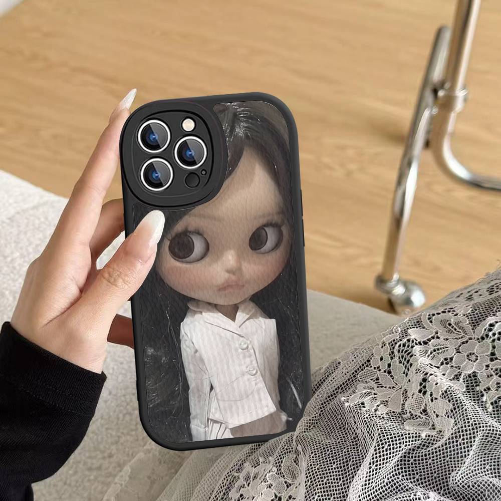 Dark Cute Girl Doll Art Phone Case For IPhone 16 15 14 13 Pro Max 11 12 Plus Leather Silicone Cover