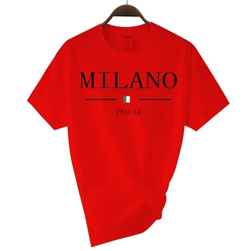 Summer Cotton Soft Tops Summer Milano Letters Print Y2k T-shirt for Man Short Sleeved Luxury Tees Clothing Loose Pure