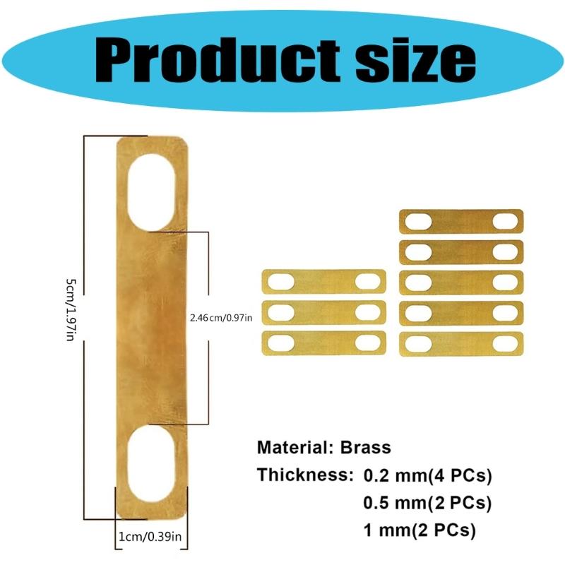 8Pcs Electric Guitar Neck Shims Replacement Brass Shims Connection Neck Plate Neck Heightening Gasket for Guitar Bass