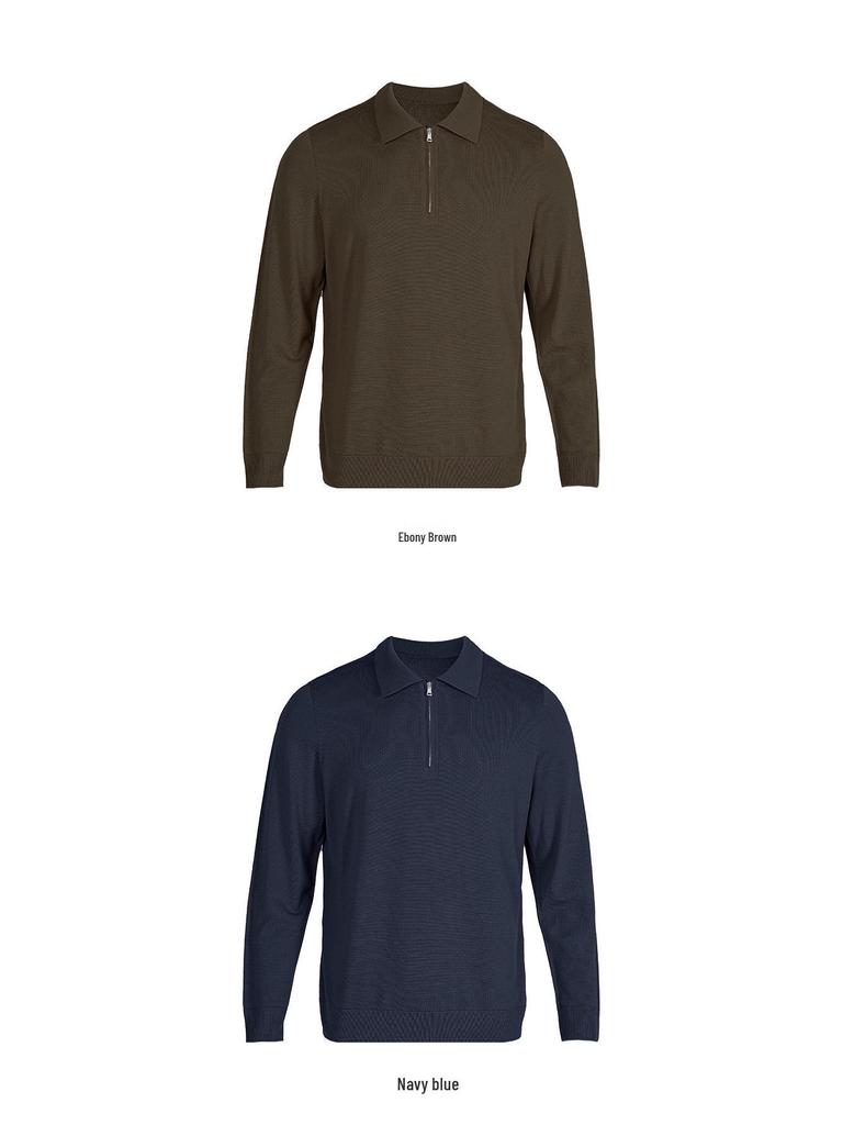 2025 Men's Seamless Long Sleeve Wool Sweater - Solid Color Knitwear for Business Casual