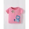 Children's Cartoon Applique Lion Pure Cotton Short-Sleeved T-Shirt for Boys and Girls, Baby Tops, Summer Thin Base Shirt, 0-8 Years Old