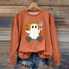 Women's Fashion Long Sleeve Halloween Print Round Neck Sweatshirt Top