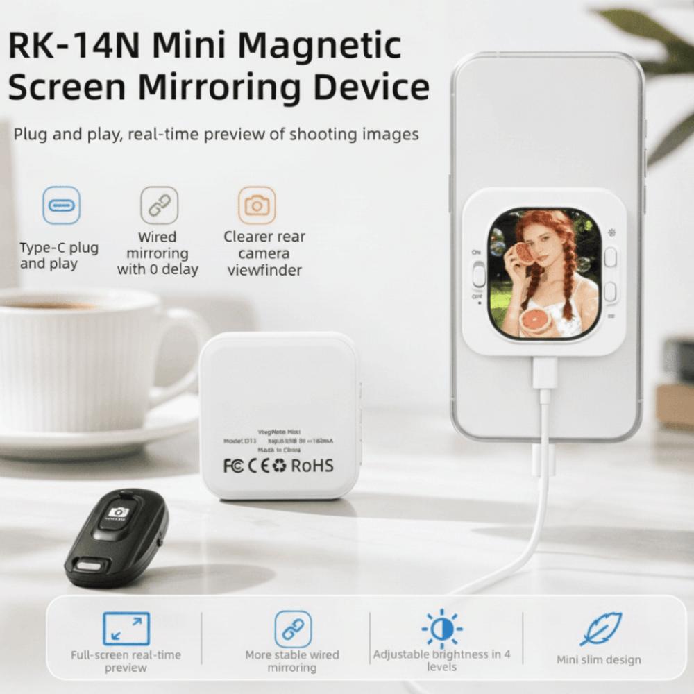 Magnetic Phone Selfie Monitor Wired Magnetic Phone Selfie Selfie Screen Phone Vlog