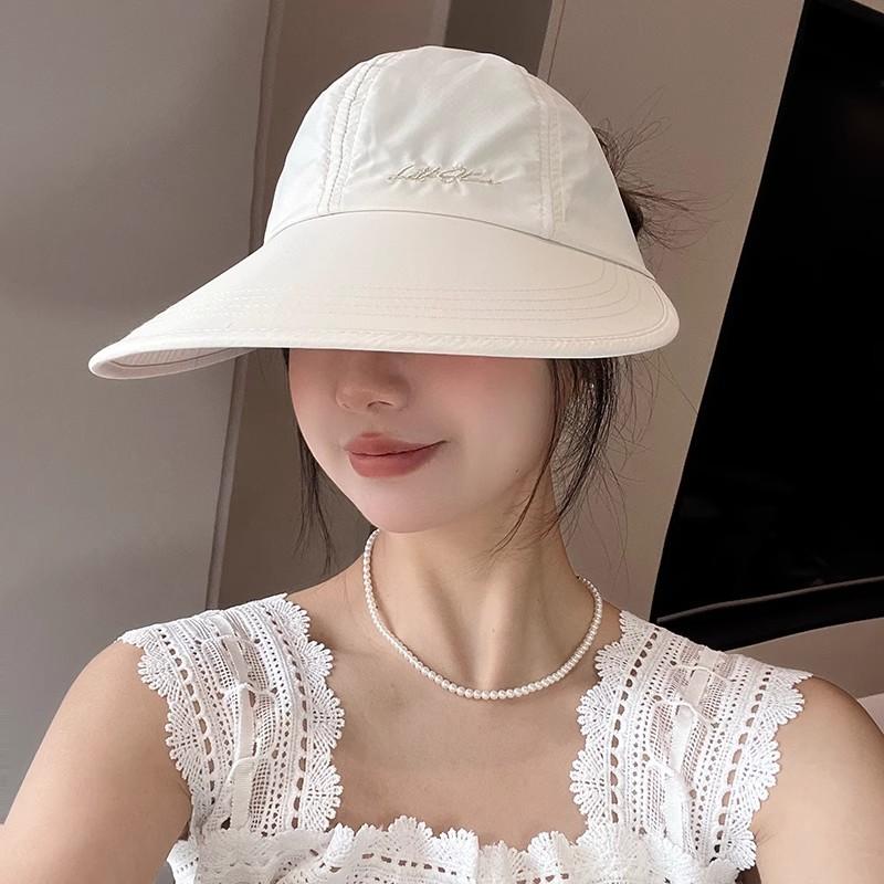 New Arrival Enlarged Brim Sun Hat for Women Outdoor Sun Protection Hat Quick-drying Peaked Cap Empty Top Sun Hat Can Be Tied Into A Ponytail