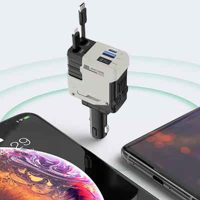 4 In 1 Retractable Car Charger Fast Car Phone Charger Adjustable Angle Type-C Car Charger Adapter Car Adapter Car Accessories