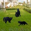 3 Pezzi Pali da Giardino in Metallo Gatto Nero con Occhi Riflettenti Pali Gatto Dissuasore per Uccelli Pali Decorativi da Esterno per Giardino Esterno