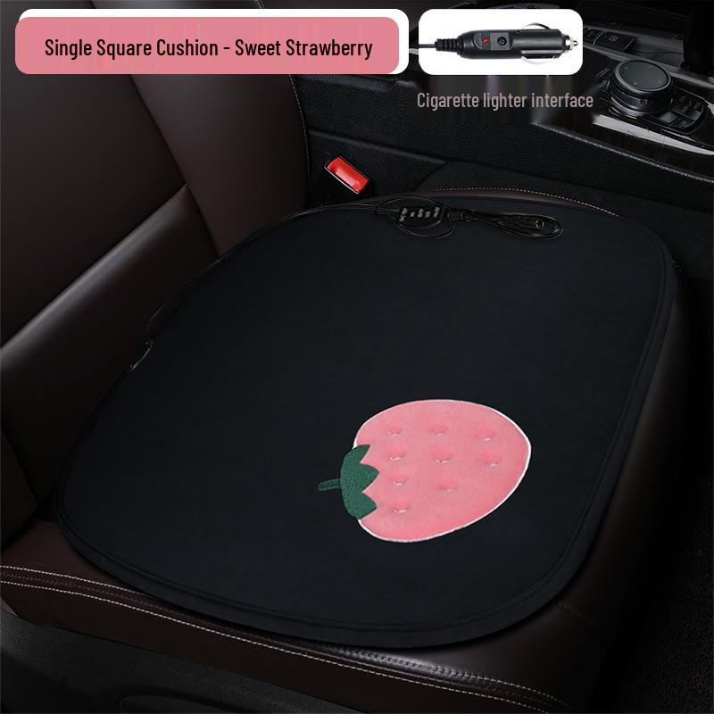 Plaid Heated Car Seat Cushion for All Seasons - Single Seat Interior Accessory.