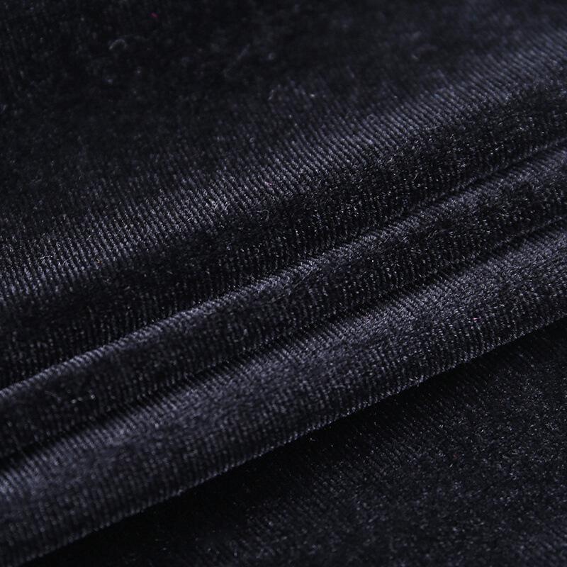 Autumn Solid Color Velvet Dress 96233 Sexy Wild Wind Round Neck Split Skirt