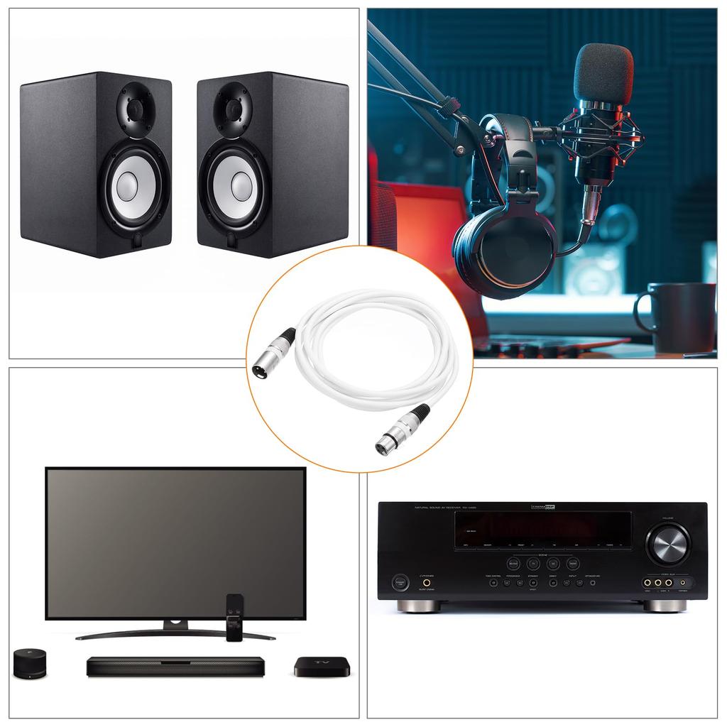 Uxcell XLR Female To XLR Male Cable, 5ft XLR To XLR Microphone Cable, Audio Adapter Cord for PreampSpeaker System, White