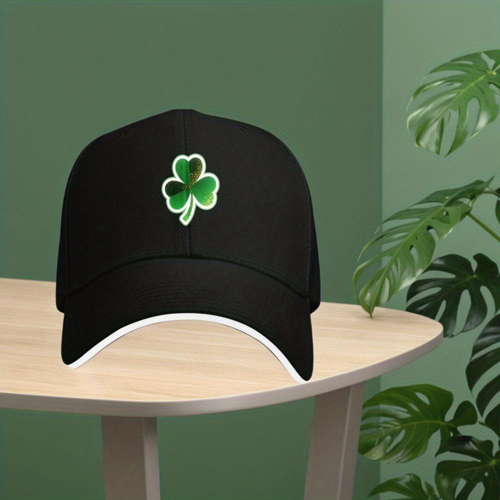 Glitter Shamrock Print Baseball Cap Polyester Breathable Adjustable Sun Protection Casual Outdoor Hat Unisex