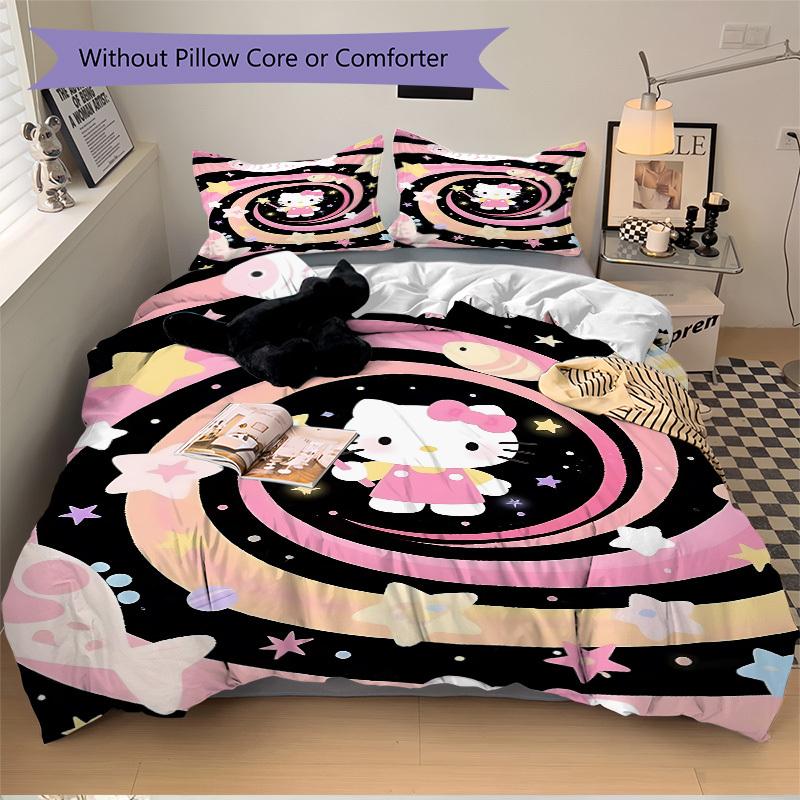 

3pcs Hello Kitty Duvet Cover Set - Machine Washable, Includes 1 Duvet Cover and 2 Pillowcases, No Core Included yy251022165 135x200cm