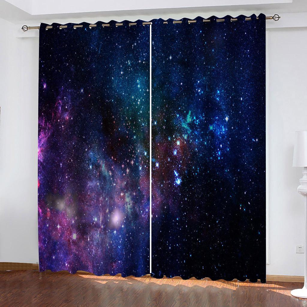 Фэнтезийное звездное небо Полумесяц Пейзажный узор Гостиная Спальня Оконные шторы — фото 6