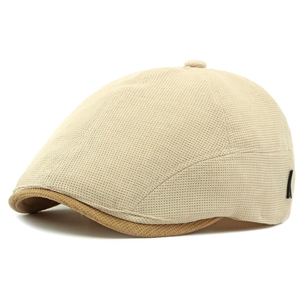 Casual Vintage Style Newsboy Caps Solid Color Mesh Beret Hats Breathable Adjustable Driving Cap Spring Summer for Men and Women