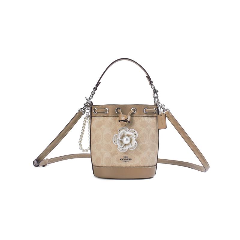 

COACH handbag [Customized bag] Dempsey velvet bunny diamond, small flower, bunny pendant, love diamond Lace beads basic package (bag + dust bag) коричневий