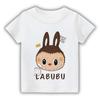 2025 Popular Children's Clothing Short Sleeved LABUBU Ugly and Cute Pattern Round Neck T-shirt Cartoon Style Girl's Top