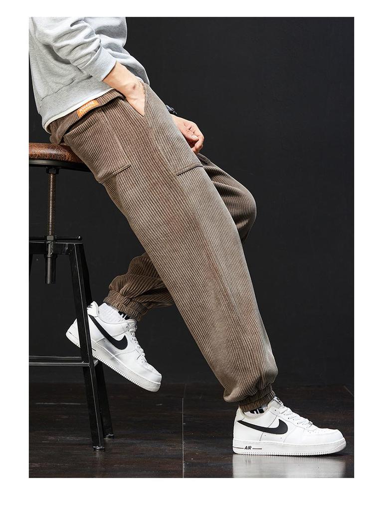 Men's Corduroy Joggers: Trendy, Loose-Fit, Plus-Size, for Spring, Autumn, and Winter