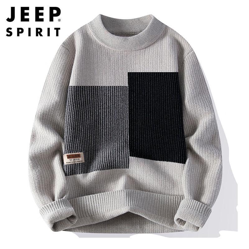 JEEP SPIRIT Men's Color Block Mock Neck Knit Sweater