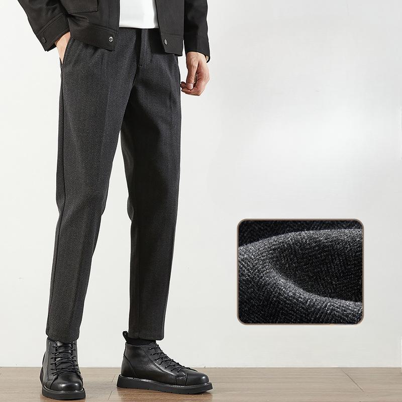 High-end Woolen Pants Men's Autumn and Winter Korean Style Small Trousers Men's Slim Drape Straight Casual Casual Suit Pants