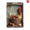 Vintage Metal Sign Chickens Kitchen Wall Art Retro Tin Poster Decor
