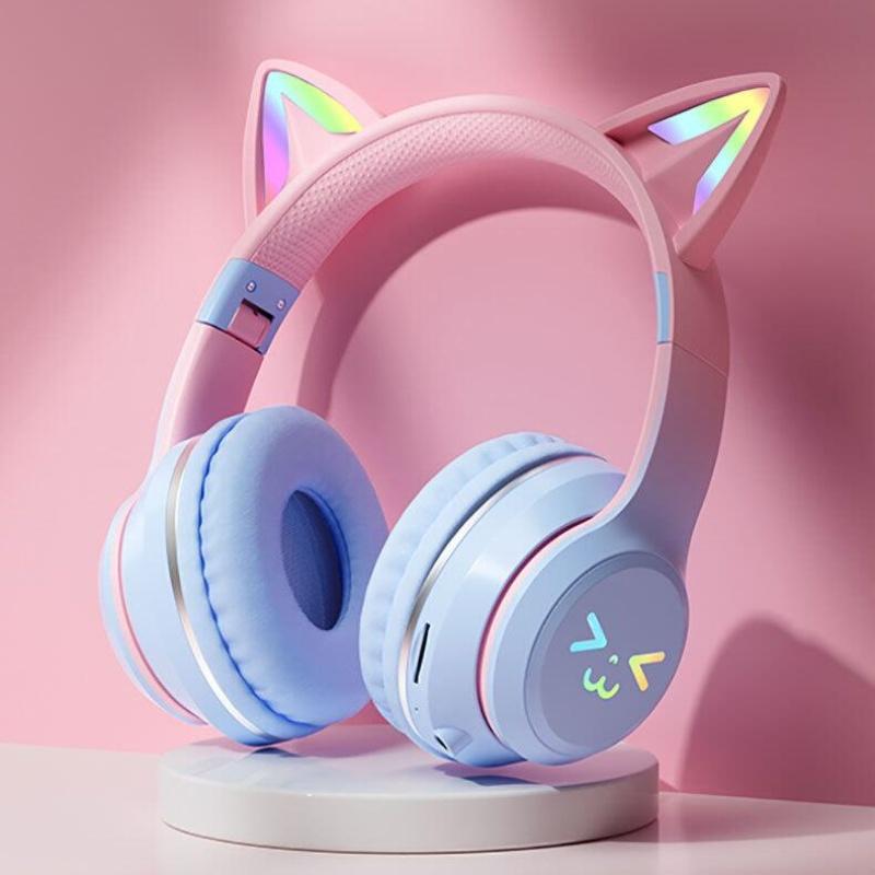 Xiaomi RGB Luminous Cat Ears Wireless Bluetooth Headphones With Microphone Headset Gamer Girl Call Noise Reduction Hifi Sale Handfree
