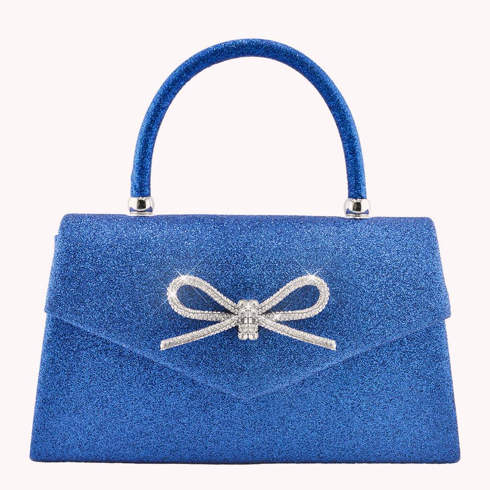 Women Evening Bag Bow Top Handle Bag Glitter Rhinestone Sparkly Mini Square Bag Wedding Party Prom Purse
