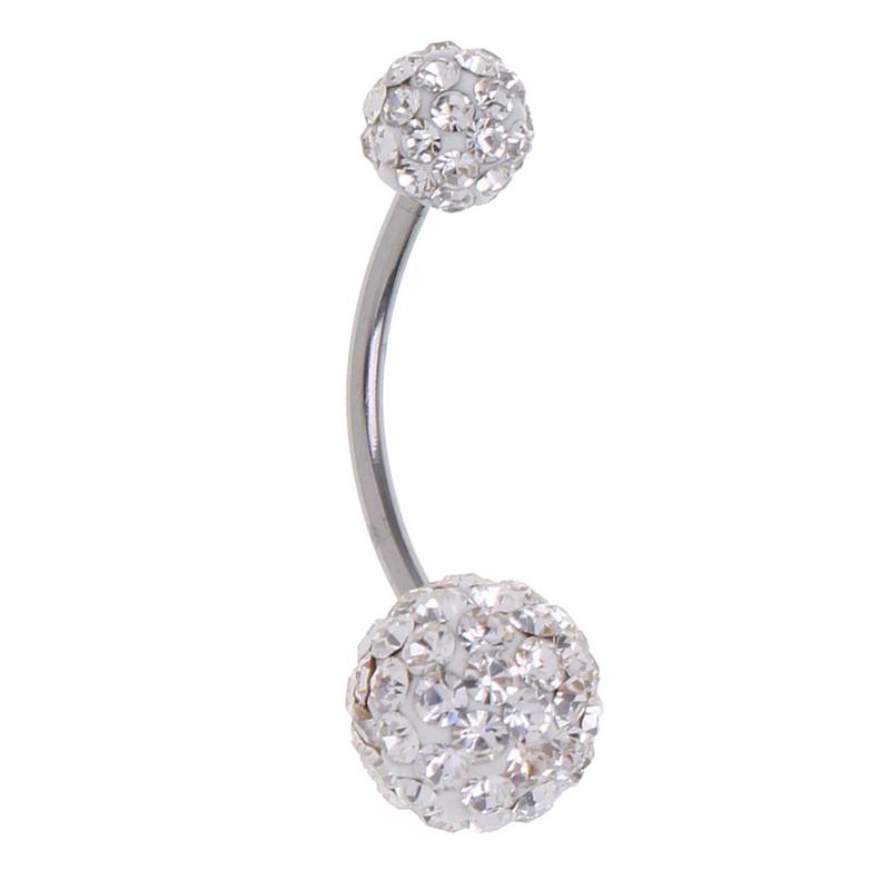 Elegant Belly Piercing Jewelry 316L Stainless Steel Navel Bar Colorful Rhinestone Barbell for Women Body Jewelry