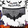 1 Stück Halloween Spitzengardine Schwarz Fledermaus Spinne Tischdecke Kamin Kaminsims Schal Abdeckung Halloween Zuhause Zimmer Spinnweben Horror Dekoration