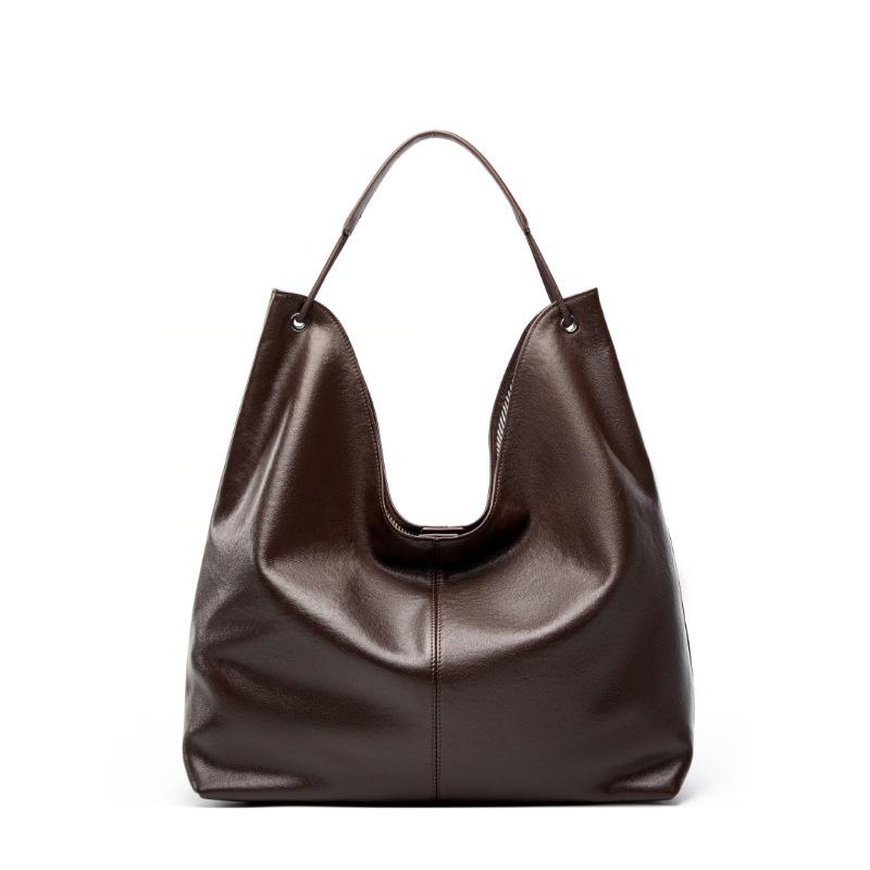 Large Capacity Vegetable-Tanned Cowhide Tote Bag - Underarm Style 2026 for Women s Commute кофейный